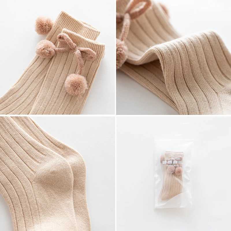 0-5Years Autumn Winter Girls Knee High Socks Cherry Ball Christmas Socks For Girl Infant Baby Cotton Sock Long Children Socks CL240824