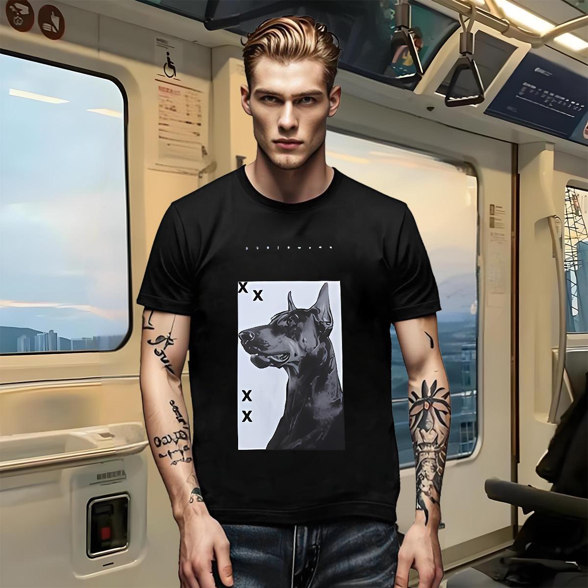DIY Men Tops Tees dog Home Outdoor 230g Pure Cotton Wear Crew Neck Breathable Comfortable T Shirt For Man Custom Big Size