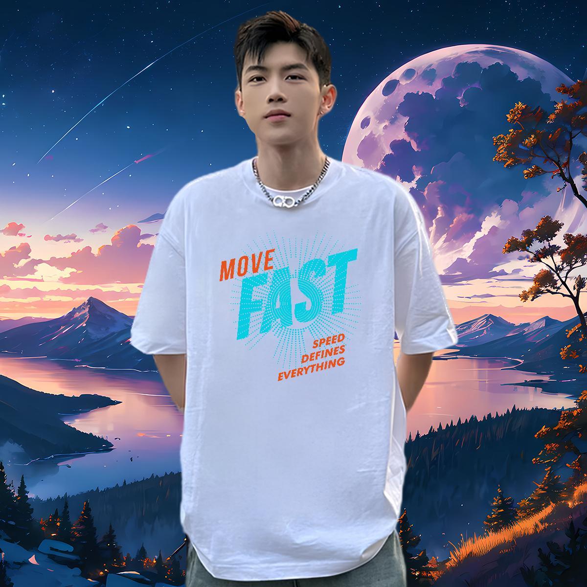 Popular T shirt 230g Pure Cotton letter Hip Hop Skull Crew Neck Breathable Men Tshirts 2024 DIY Tees Shirts