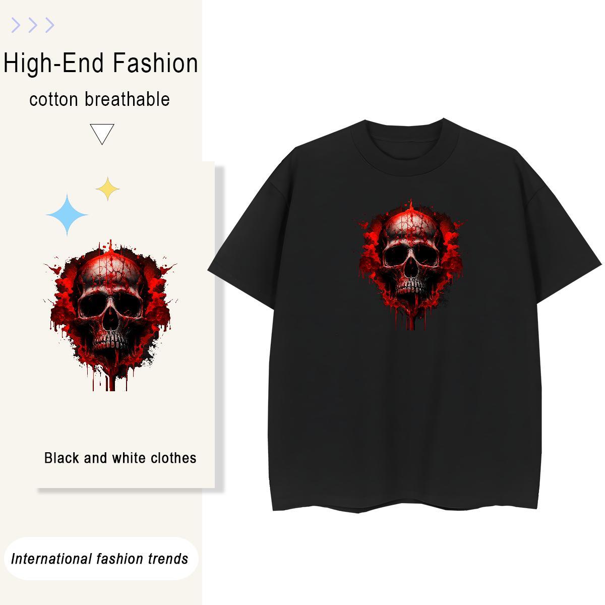 Cool Design T shirt 100% Cotton 230g skull Hip Hop Street Plus Size Custom Crew Neck Tshirt for Man Woman Free Shipping Tops Tees