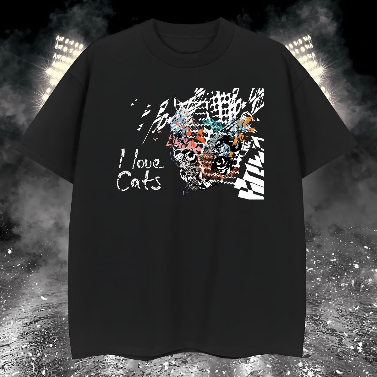 2024 Designer Couples T Shirts cat Sports Casual 230g Pure Cotton Clothes Short Sleeve O-Neck Free Shipping T Shirt For Man Anime