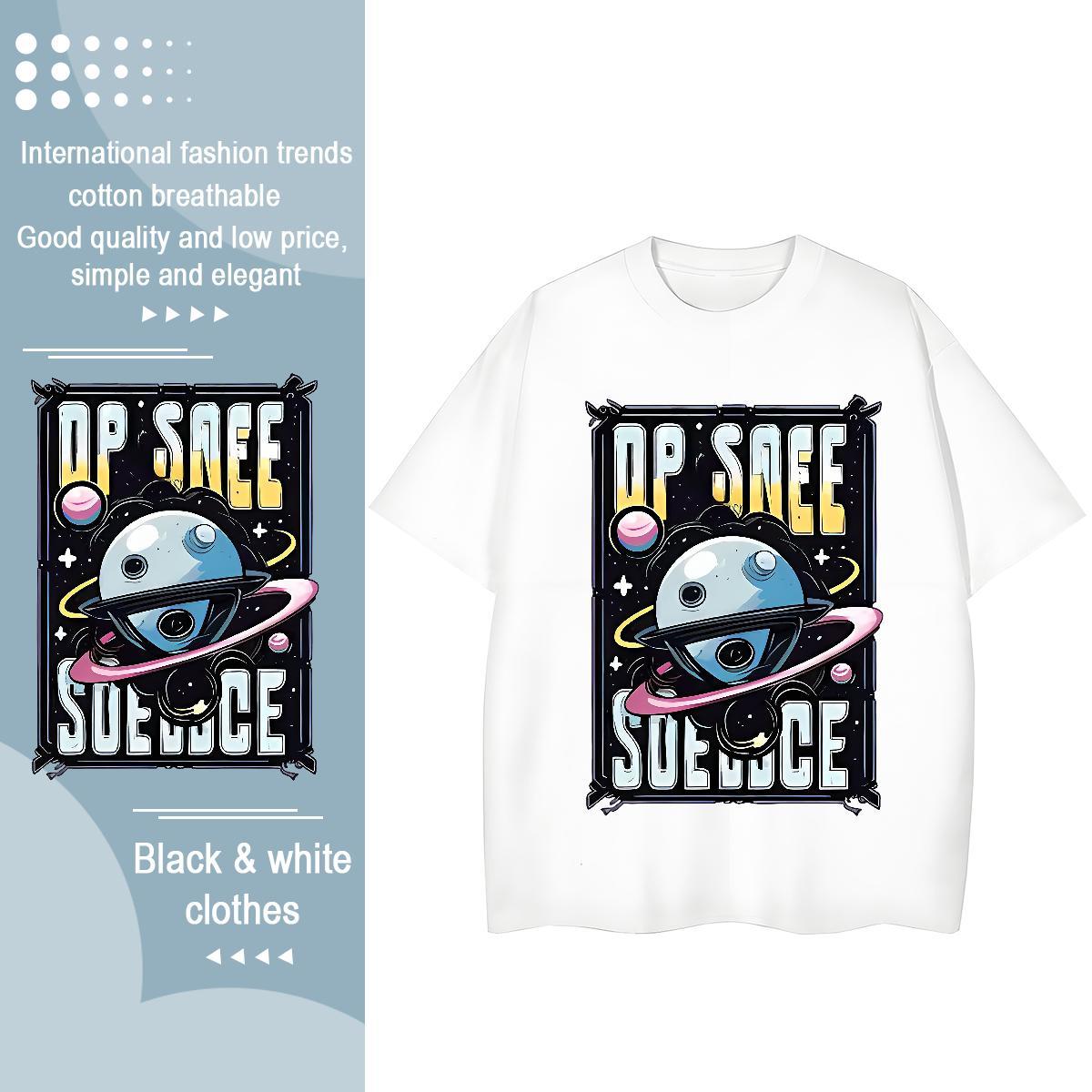 Unisex Women Tshirts 100% Cotton 230g universe Street Wear T Shirts Women O Neck Short Sleeves Cartoon Anime Top Tees