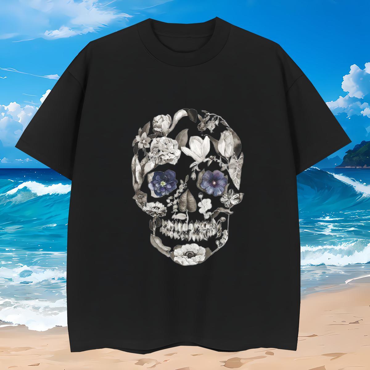 Brand T-Shirts for Men 230g 100% Cotton skull Hip Hop DIY Logo Oversized Crew Neck Breathable Men Clothes T-Shirt 2024 DIY Tops