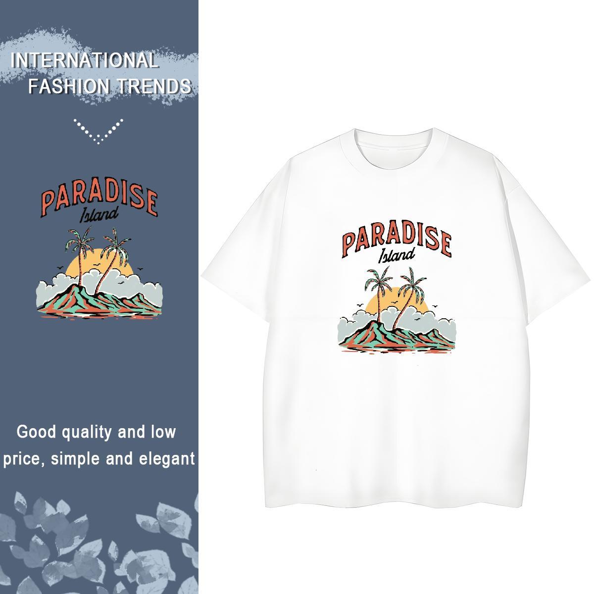 Loose fit Couples T Shirts 230g 100% Cotton beach Hip Hop Women T Shirts O Neck Short Sleeves DIY Logo Top Tees