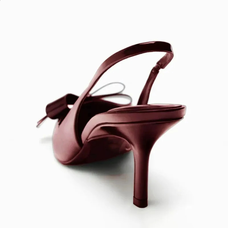 Ladies bow tie high-heeled sandals elegant pointe toe modern wedding suspender shoes summer office shoes 240823