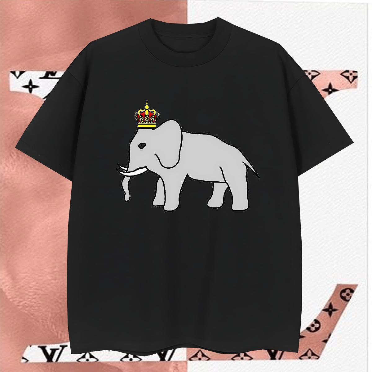 New Men Tees elephant Spring Summer 230g 100% Cotton Tops Shirt Breathable Crew Neck Brand T shirt Asian Size