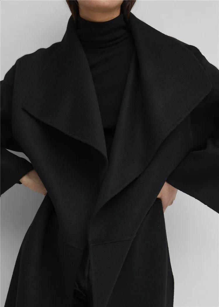 Top Doublefaced Wool 90 Cashmere 10 Women Contour Woolen Long Coat Ladies est Winter Thicker Sofe Warmer Outerwear 240823