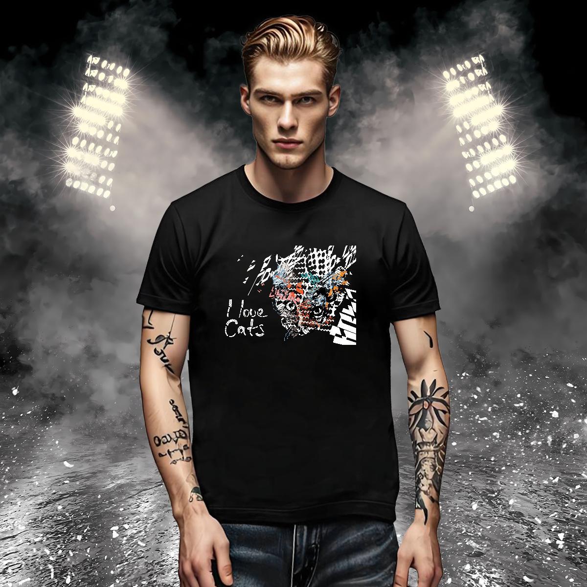 2024 Designer Couples T Shirts cat Sports Casual 230g Pure Cotton Clothes Short Sleeve O-Neck Free Shipping T Shirt For Man Anime