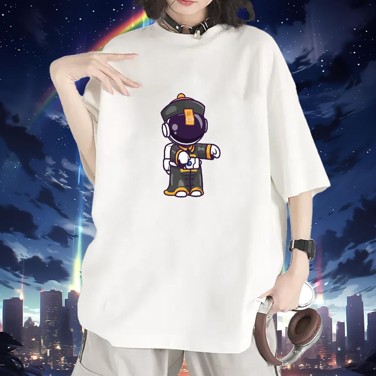 Brand Unisex Tshirts 230g 100% Cotton cosmonaut Sports Street Wear Woman T Shirts O Neck Short Sleeves DIY Anime Clothes