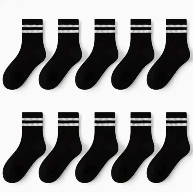 10 pairs of autumn and winter style children breathable simple style college style striped children tube socks men and women CL240824