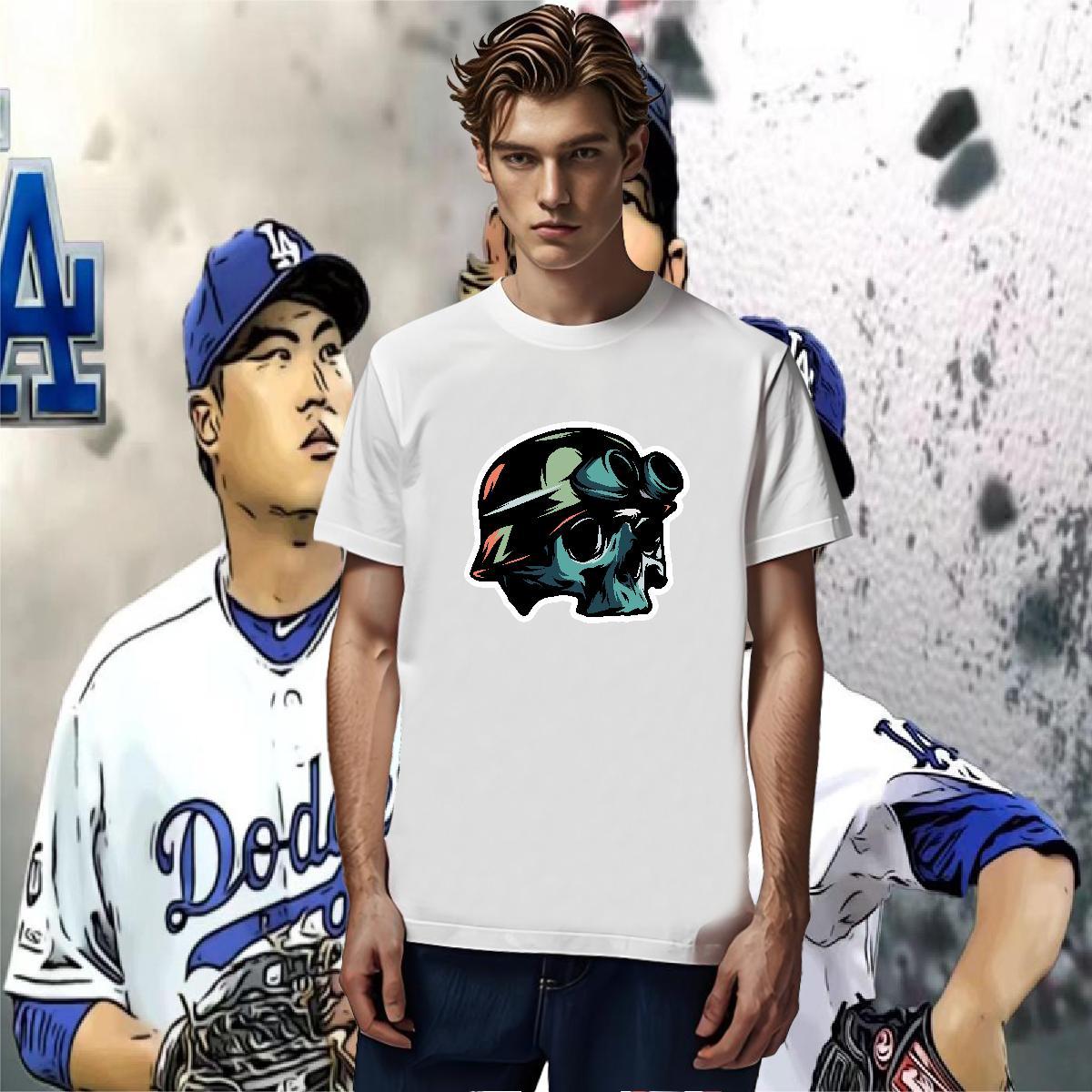 Brand T-Shirts for Men 230g Cotton skull Street DIY Crew Neck Tshirt for Man Woman Casual New Tees