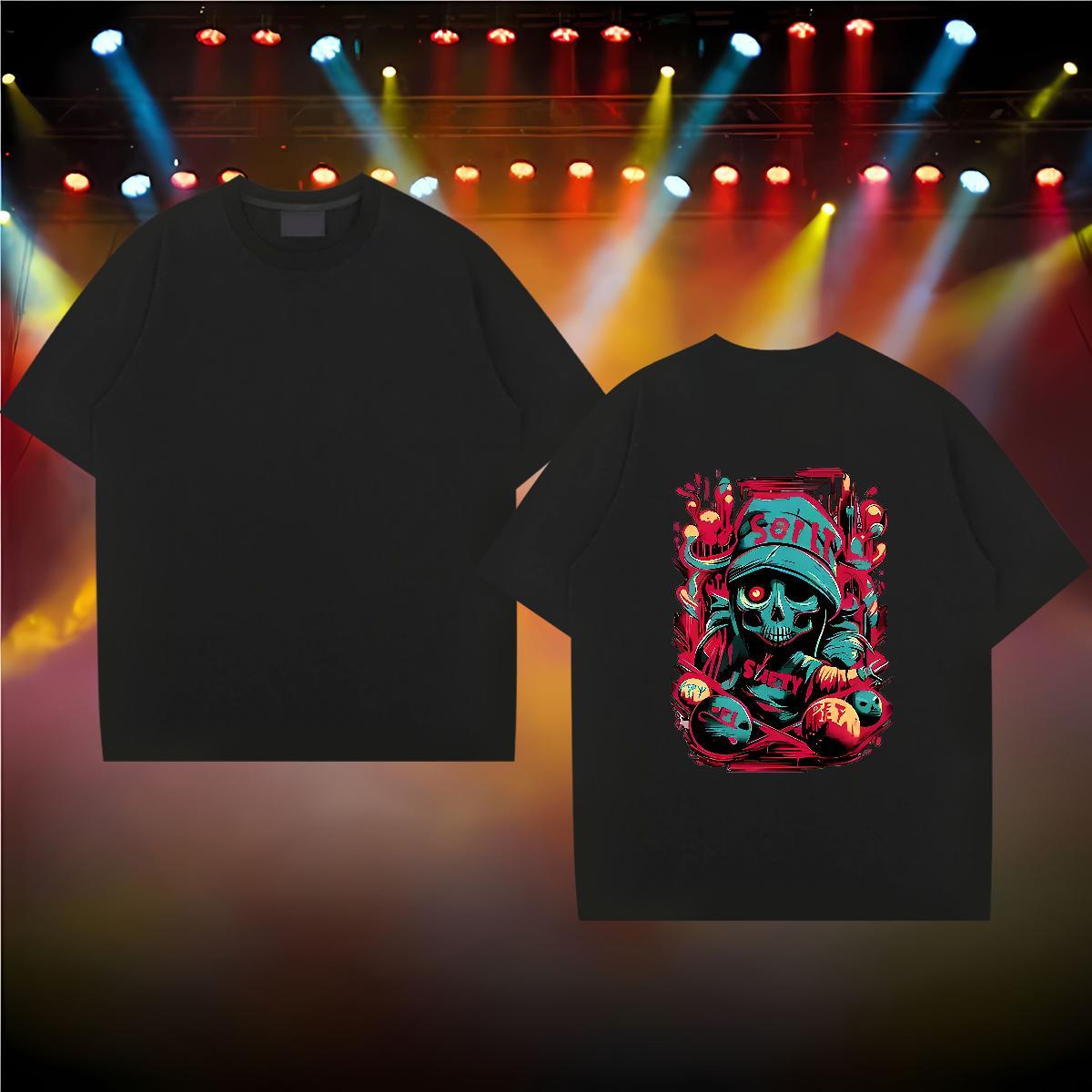 Comfortable T Shirt For Man 230g Pure Cotton skull Sports Casual DIY Printed Breathable Soft Mens Tshirts Classic Tees