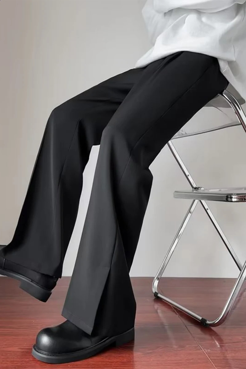 Fashion Spring Autumn Men Split High Waist Trousers Male Long Thin Solid Color Pant Mens Casual Straight Suit Pants I725 240824