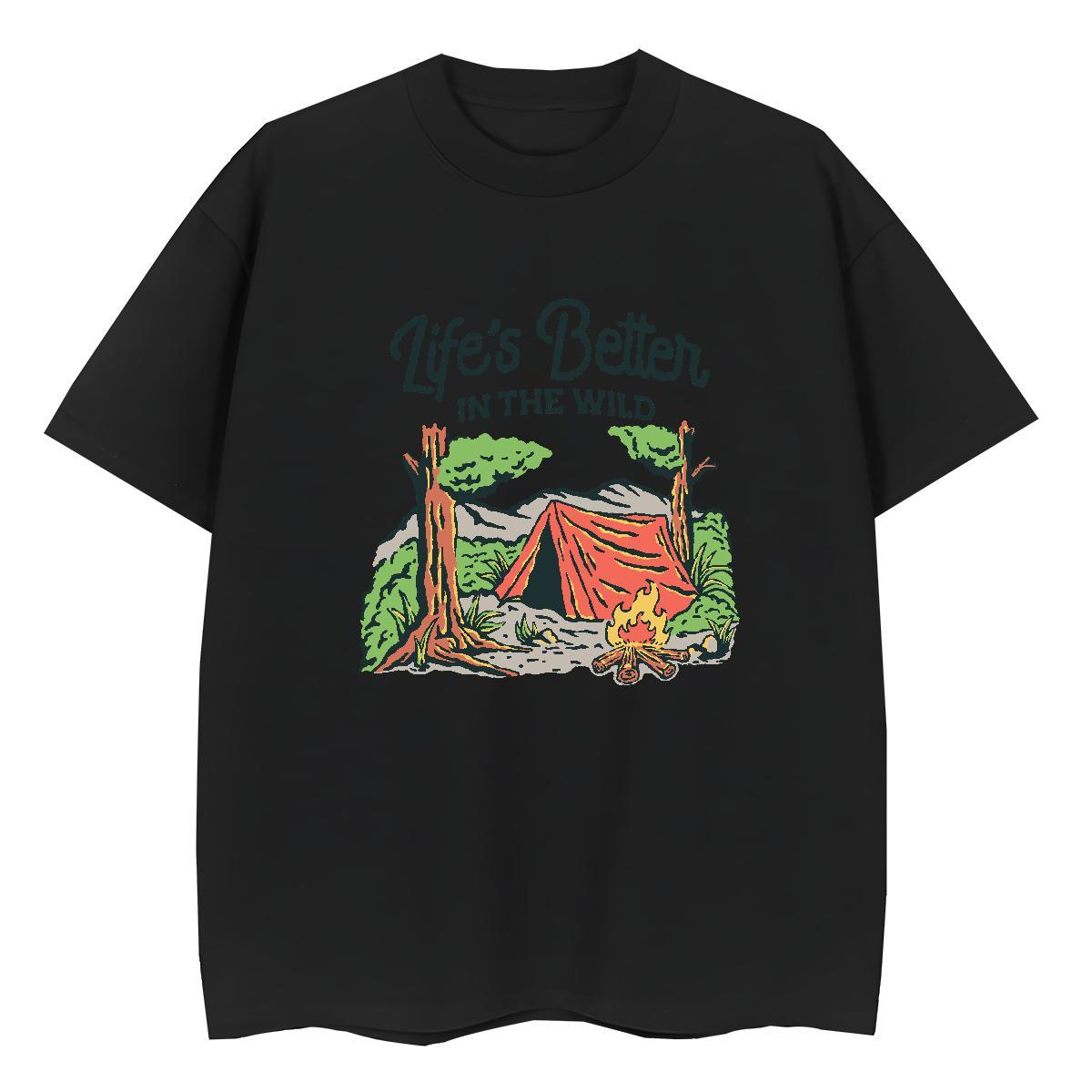 2024 Summer Tshirts tree Home Outdoor 100% Cotton 230g Tees O Neck Short Sleeves Popular Men T Shirts Cartoon Print