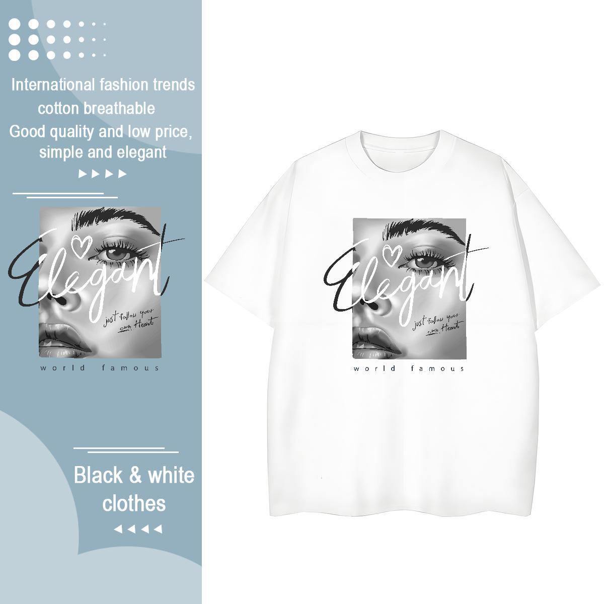 High Quality T Shirt For Man 230g Cotton eyes Spring Summer Anime Print Round Neck Short Sleeve Couples T Shirts New Designer Polos
