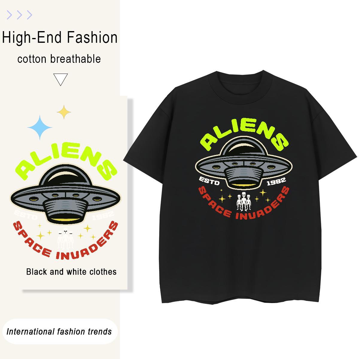 Loose Mens T Shirts 230g Pure Cotton UFO Daily Outfit Oversized 3XL 4XL Breathable Soft Couples T Shirts Fashion Designer Top Tees