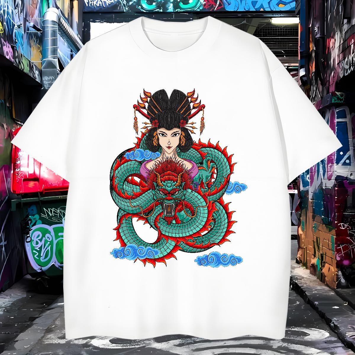 Loose T shirt 230g Pure Cotton dragon Summer Casual DIY Logo Oversized Breathable Soft Tshirt for Man Woman New Designer Polos