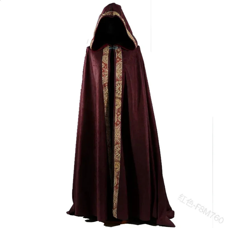 Medieval Halloween cosplay cape hooded coat retro Gothic Cape Town long trench costume wizard 240823