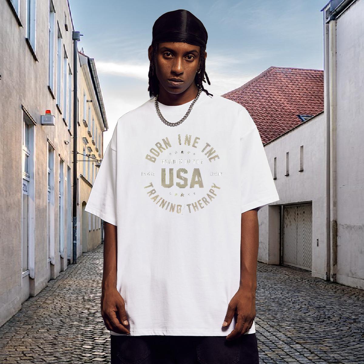 Cool Mens T Shirts 230g 100% Cotton letter Sports Casual Cartoon Printing L-4XL Round Neck Short Sleeve Men Tees Brand Wear