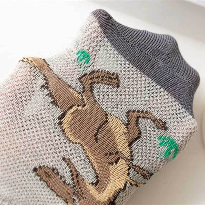 5 Pairs Boys Dinosaur Pattern Socks Comfortable Breathable Casual Soft Kids Socks CL240825
