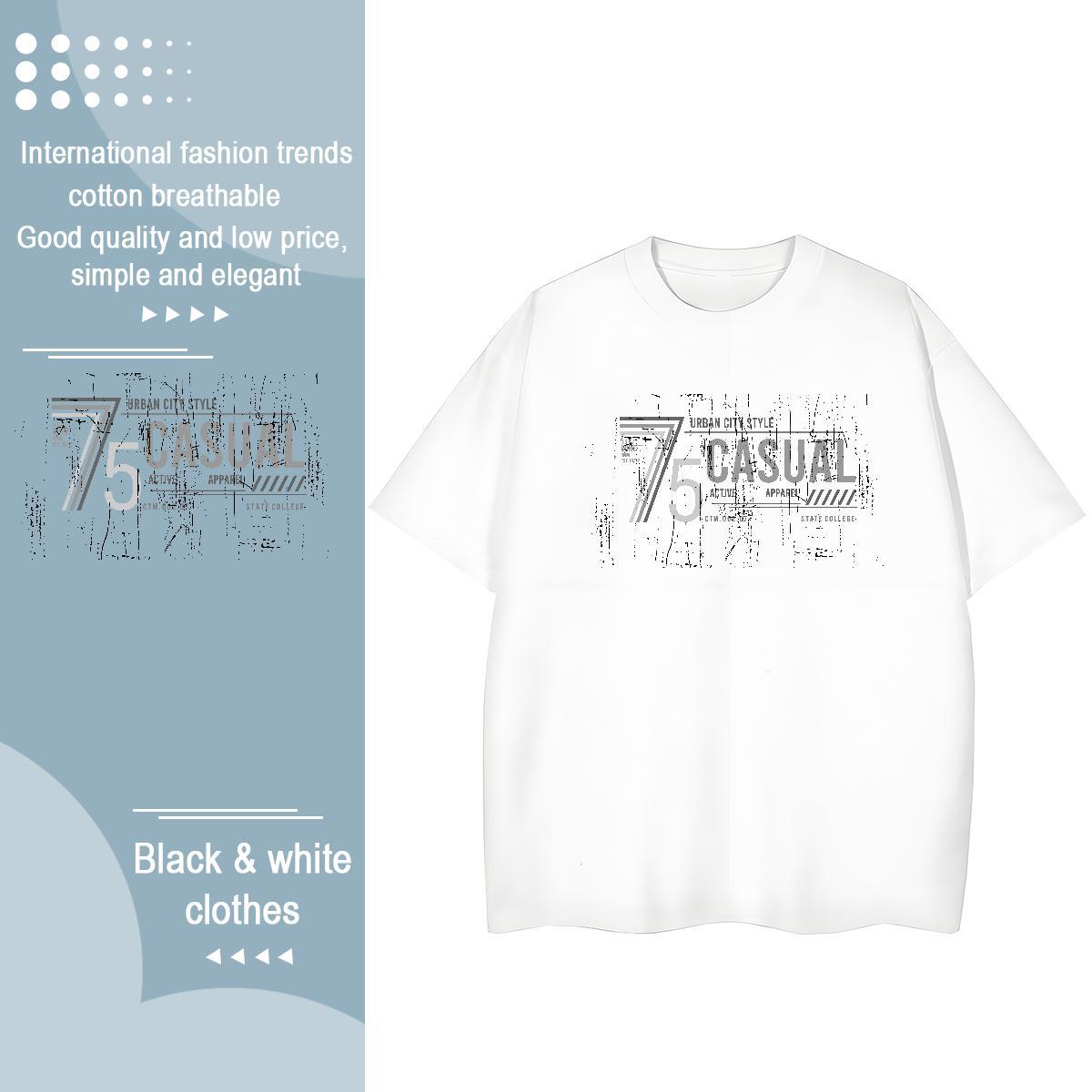 Comfortable T shirt 230g Pure Cotton letter Daily Wear Anime O-Neck Short Sleeve Men Tops Tees Customized Tees Shirts
