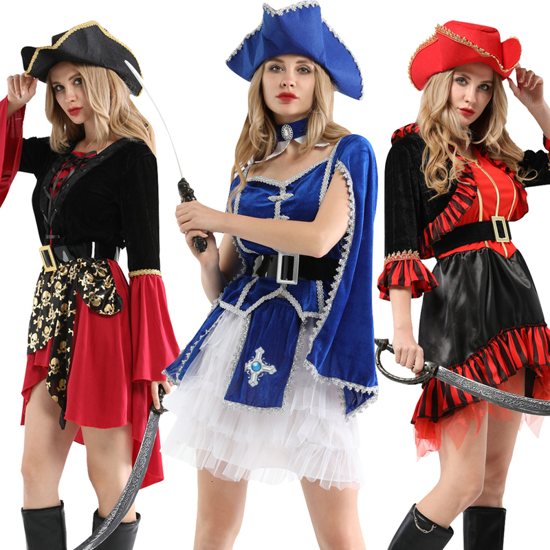 Halloween themed womens fancy dresses roleplaying costumes for parents and children Caribbean pirate captains w240824