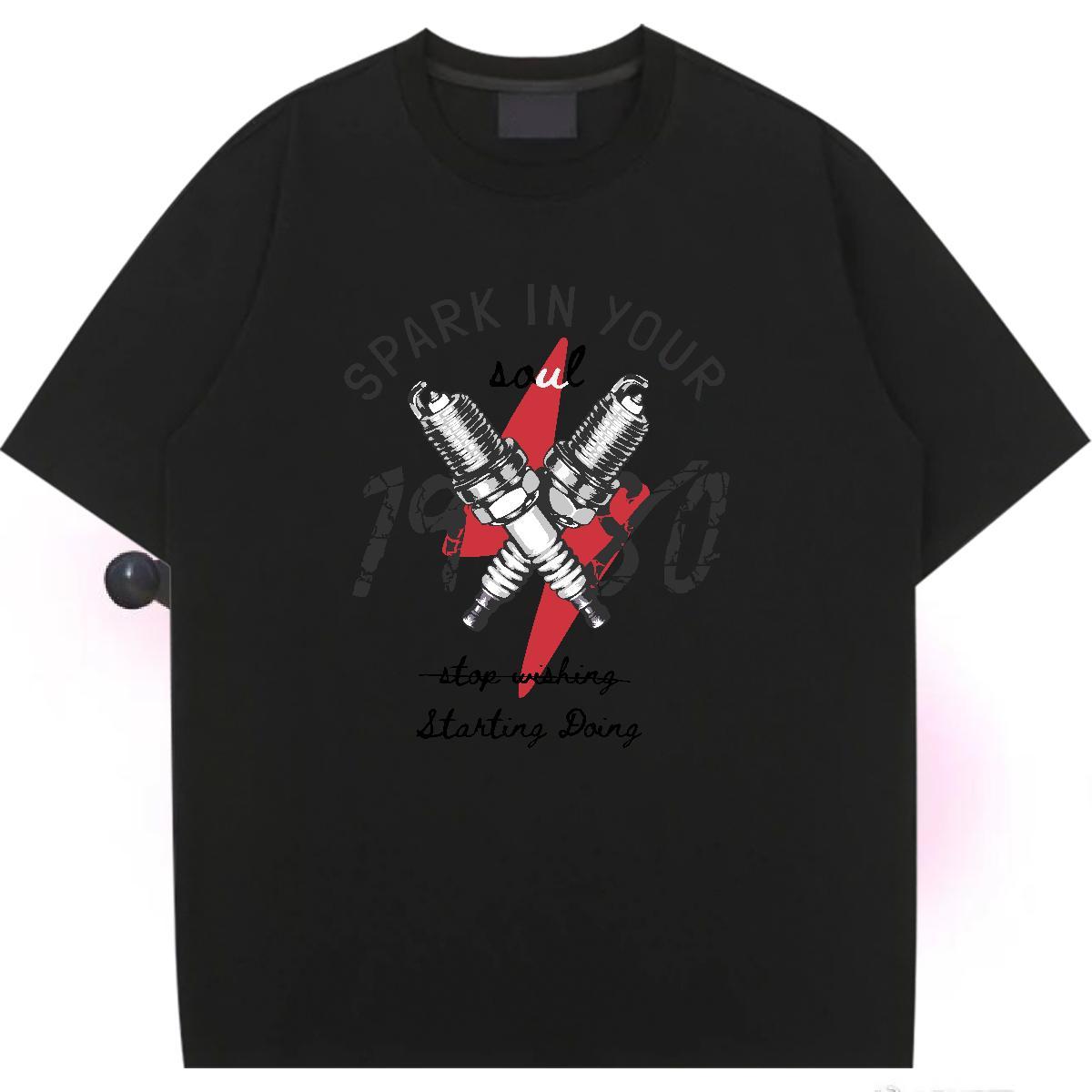 Unisex Womens Tshirts 230g 100% Cotton letter Sport T Shirt For Woman Short Sleeve O-Neck Custom Print Plus Size Clothes Shirt