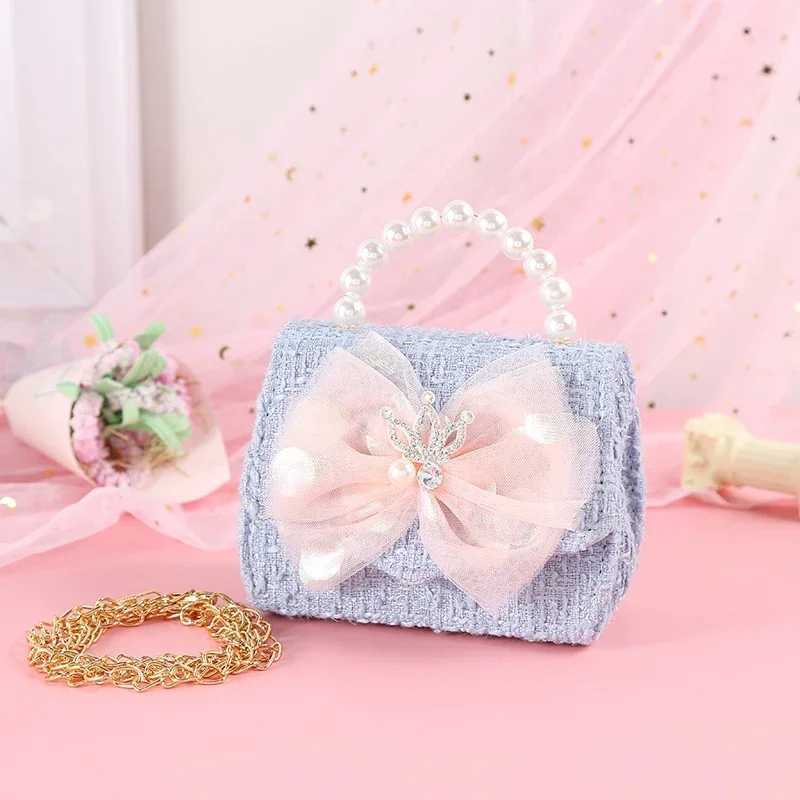 Pink Princess Crown Children Shoulder Bag Baby Girls Fashion Lace Bow Coin Purse Kids Crossbody Chain Handbag Toddler Girl BagsXJ240823