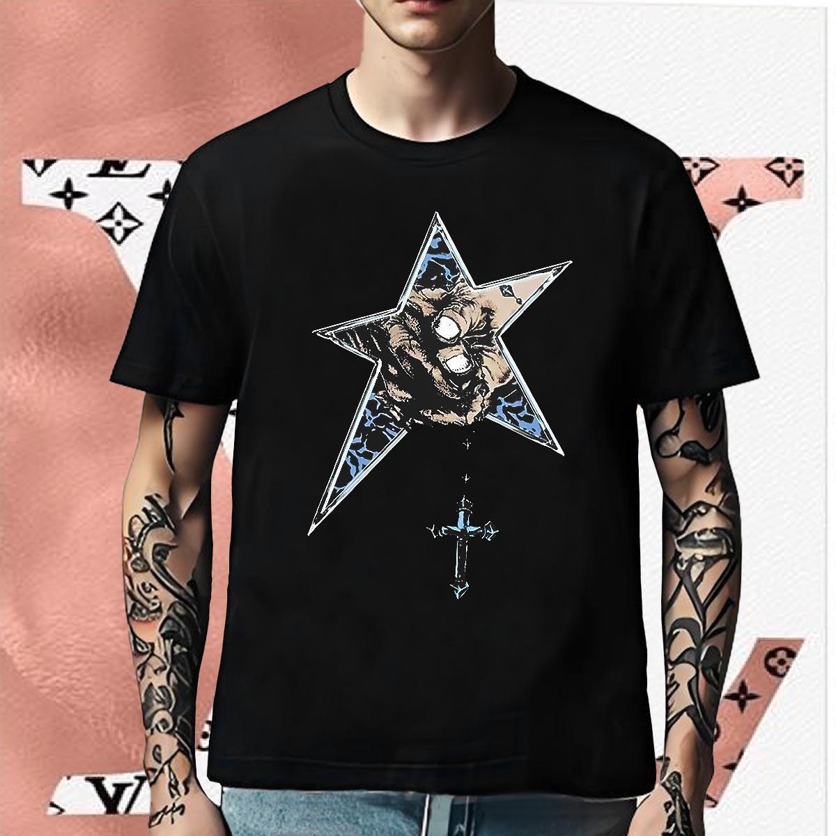 Brand T-Shirts for Men 230g Pure Cotton The Cross Hip Hop Street Black White O Neck Short Sleeves Men Tops Tees Classic Polos