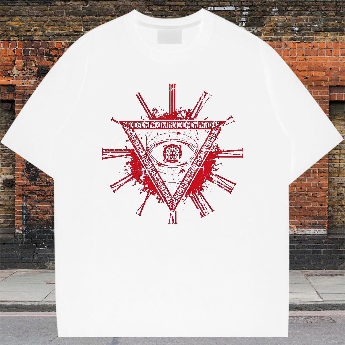 Wholesale Mens T Shirts 230g Pure Cotton eye of the devil Home Outdoor Asian Size Breathable Short Sleeve Men Clothes T-Shirt Brand Tees Shirts