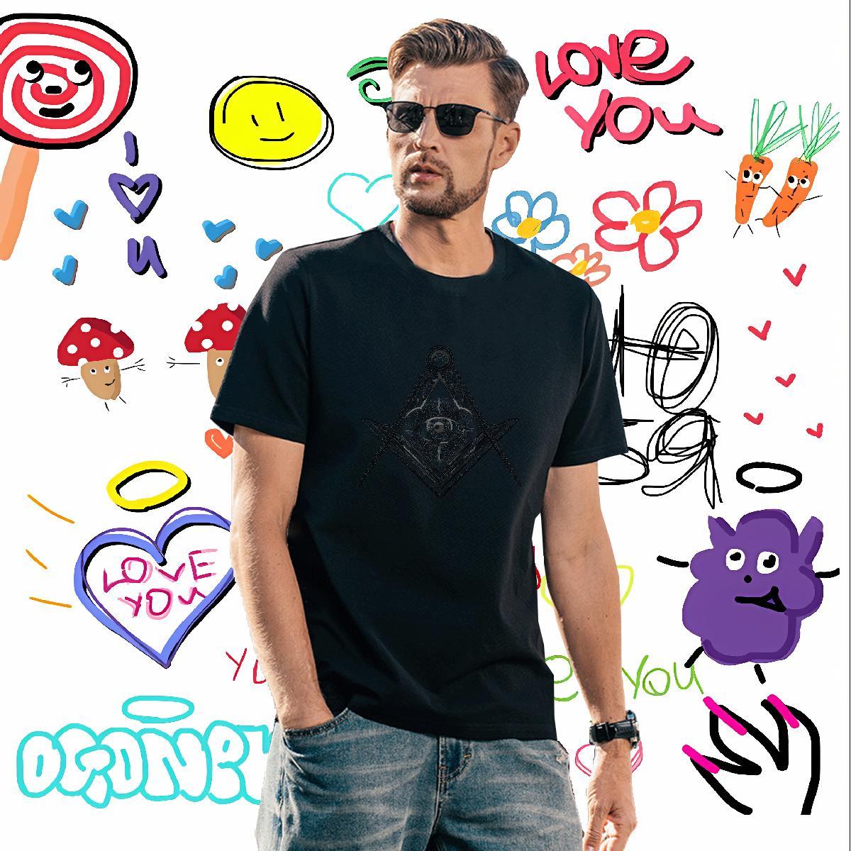 Classic T-Shirts 230g Cotton eye of the devil Summer Casual Anime Breathable Crew Neck Tshirts DIY Customized Tee Shirt