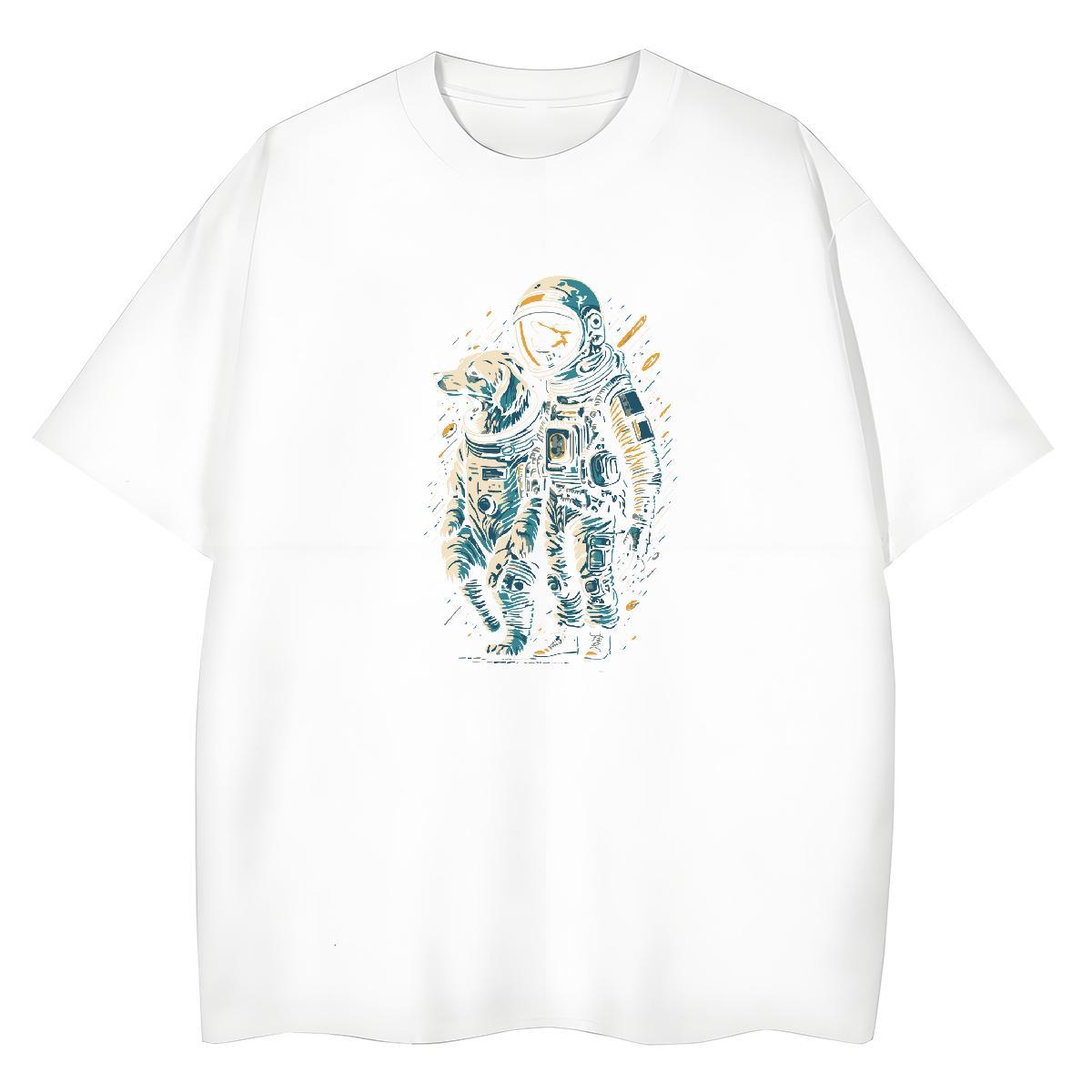 Designer Unisex Tshirts 230g Pure Cotton cosmonaut Casual Women T Shirts O Neck Short Sleeves Anime Oversized Clothings