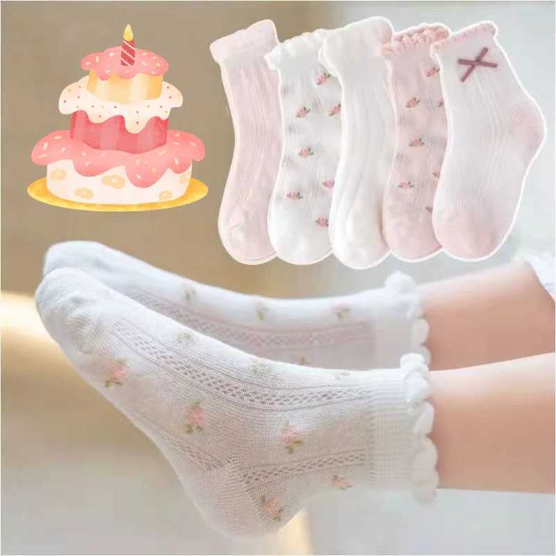 Childrens socks summer thin cartoon cute breathable jacquard girls tube socks cute comfortable mesh socks summer CL240824