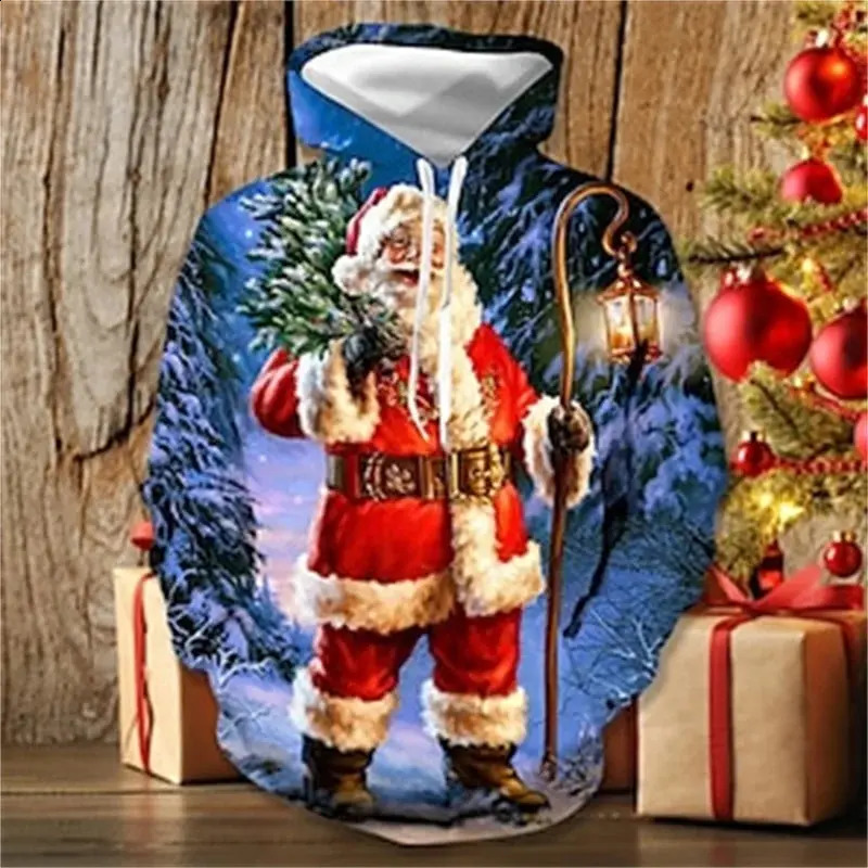 3D Santa Claus Xmas Printing Hoodies s Merry Christmas Fashion Hooded Sweatshirts Women Funny Hoodie Pullovers Tracksuits 240823