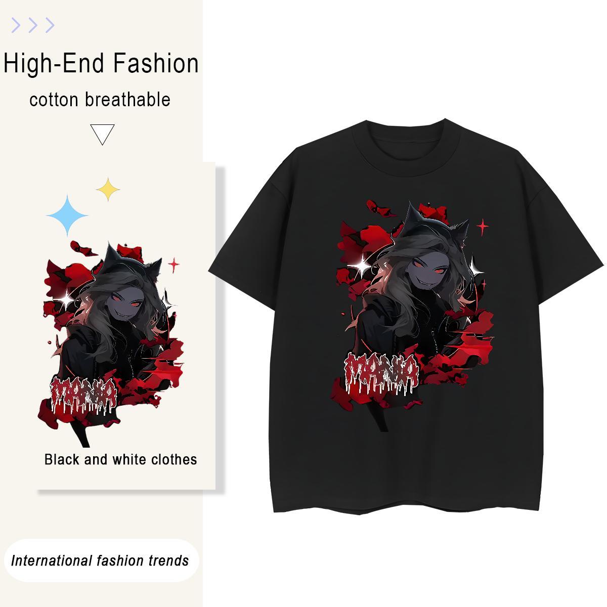 Loose Tshirt for Man Woman 230g Pure Cotton scare Street Wear Woman T Shirts Crew Neck Breathable Customized Tops Shirt