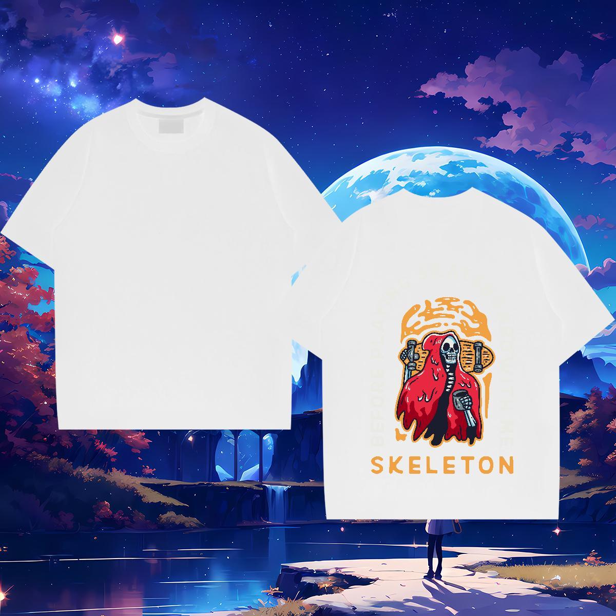 Soft Man T Shirts 100% Cotton 230g skull Street wear Hip Hop Customized Breathable Men Tshirts 2024 Summer Polos