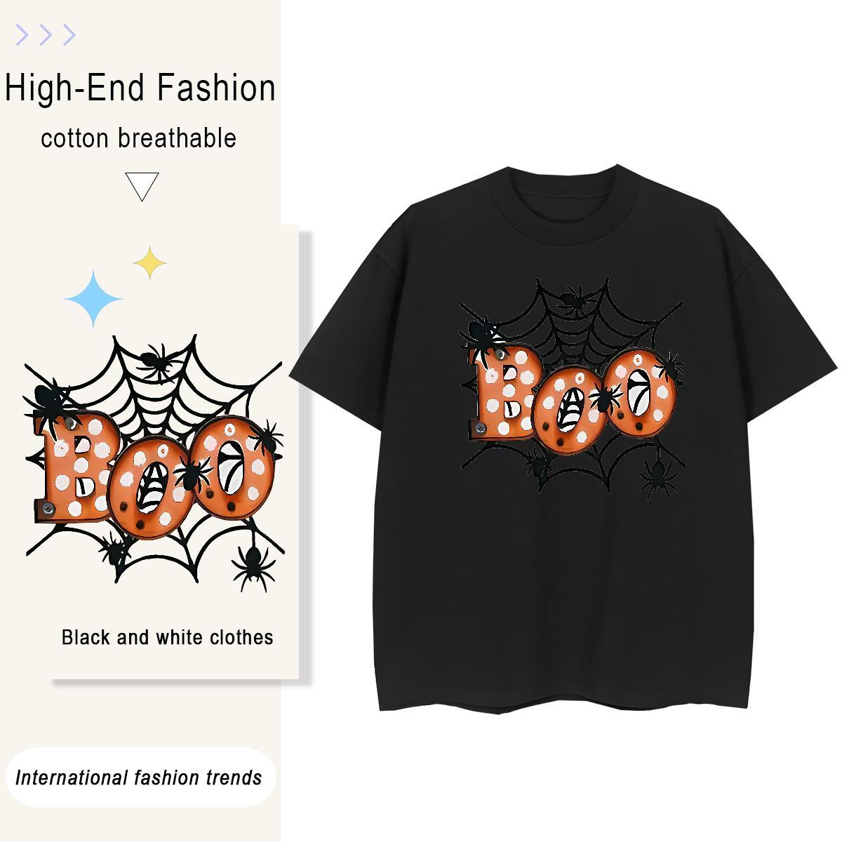 New Arrival Men Tees spider Casual Daily Wear 230g Cotton Top Tees Breathable Short Sleeve Unisex T shirt Skull