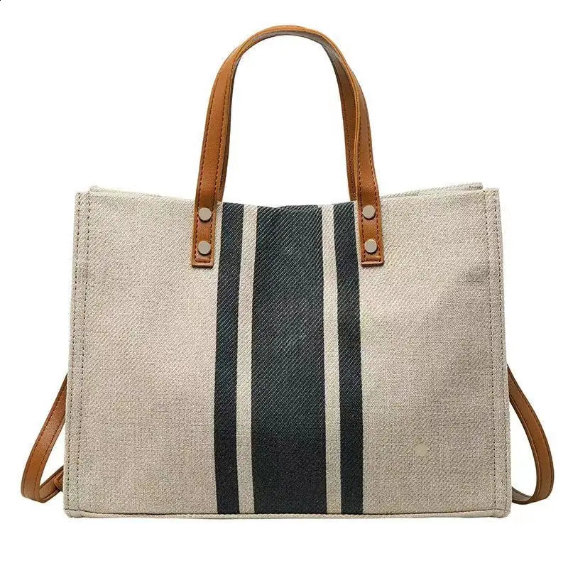 Womens handbags briefcases professional commuting bags shoulder straps shoulder bags large capacity linen cross body bags 240824