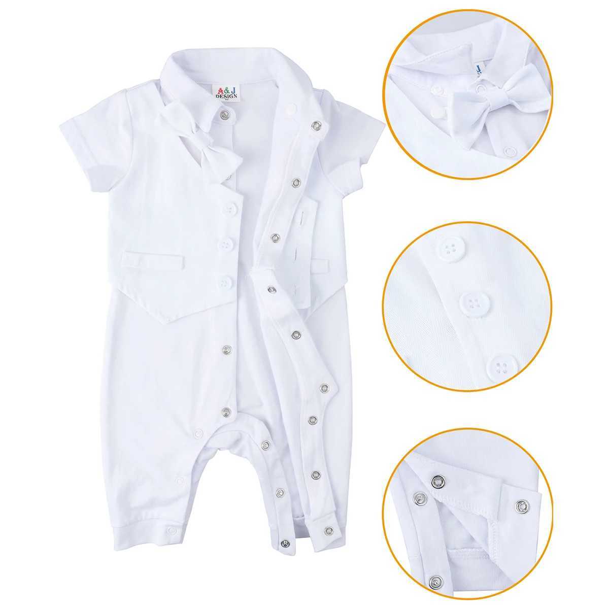 Baby Boy Christmas Costume Baby Baptist Union Bodysuit Baby Birthday Party Gift Photoshot Costume Newborn White Form Summer Set W240823