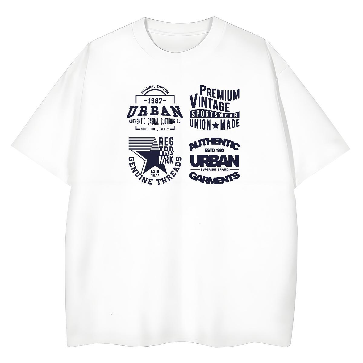 High Quality T Shirts Men 100% Cotton 230g letter Hip Hop Street DIY Anime Pure Cotton Men Tops Tees Classic Wear