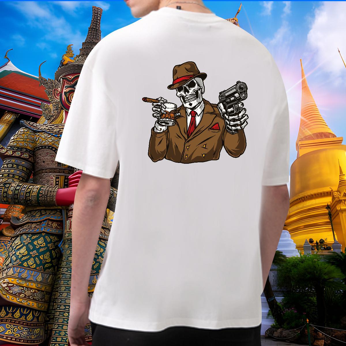 Soft T-Shirts for Men 100% Cotton 230g skull Daily Outfit Black Oversized Breathable Soft Tshirt for Man Woman Stylist Tees