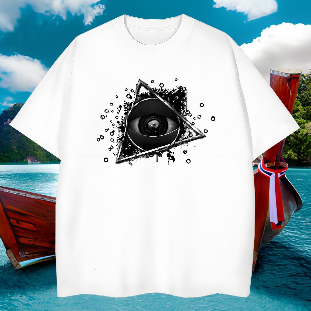 TOP Quality T-Shirts 230g Cotton eye of the devil Beach Anime Short Sleeve O-Neck Tshirt for Man Woman Casual New Top Tees