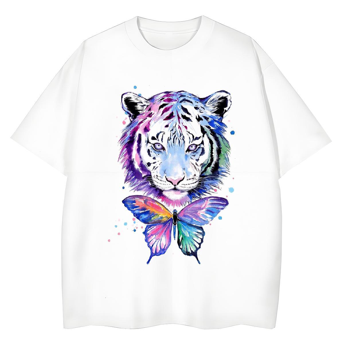 Classic Casual Tshirt for Man Woman tiger Hip Hop 230g Pure Cotton Tshirts Breathable Cool Design Mens T Shirts Cartoon Printing L-4XL