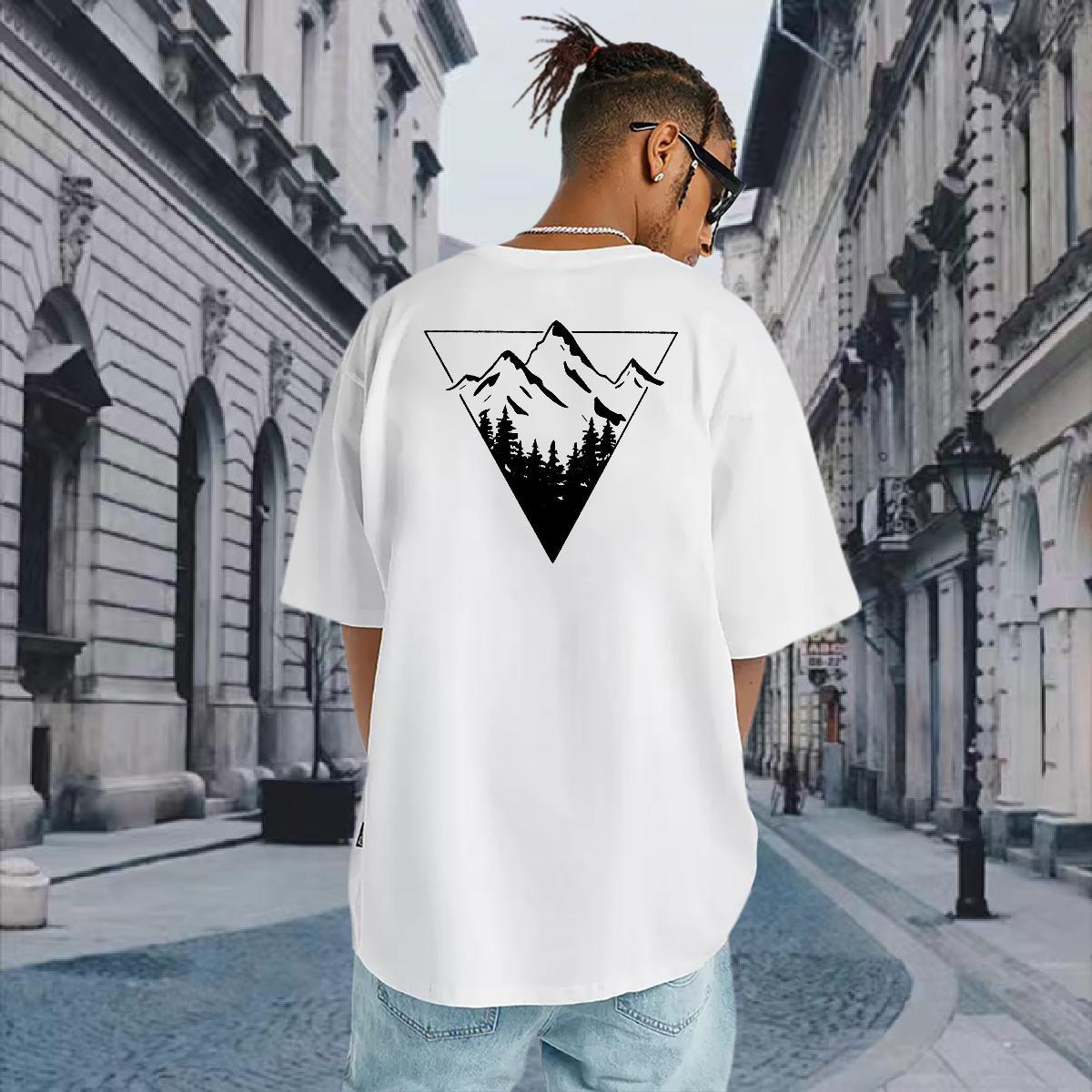 Wholesale T-Shirts 100% Cotton 230g mountains Sports Casual Plus Size Cartoon Crew Neck Breathable Tshirt for Man Woman DIY Customized Tees