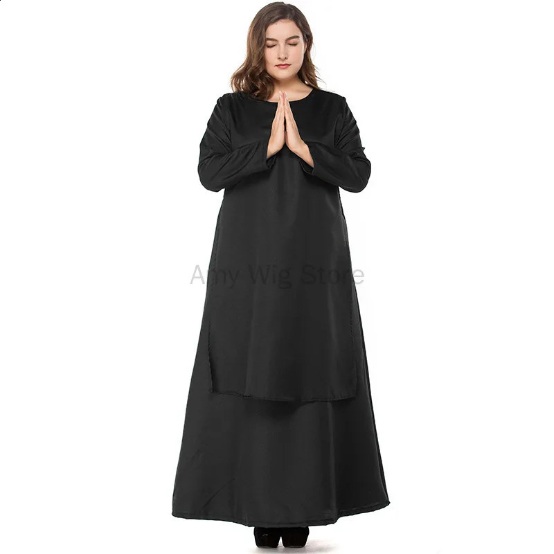 Halloween costume adult womens dress plus size nun black robe religious Catholic priest sisters role play party 240823