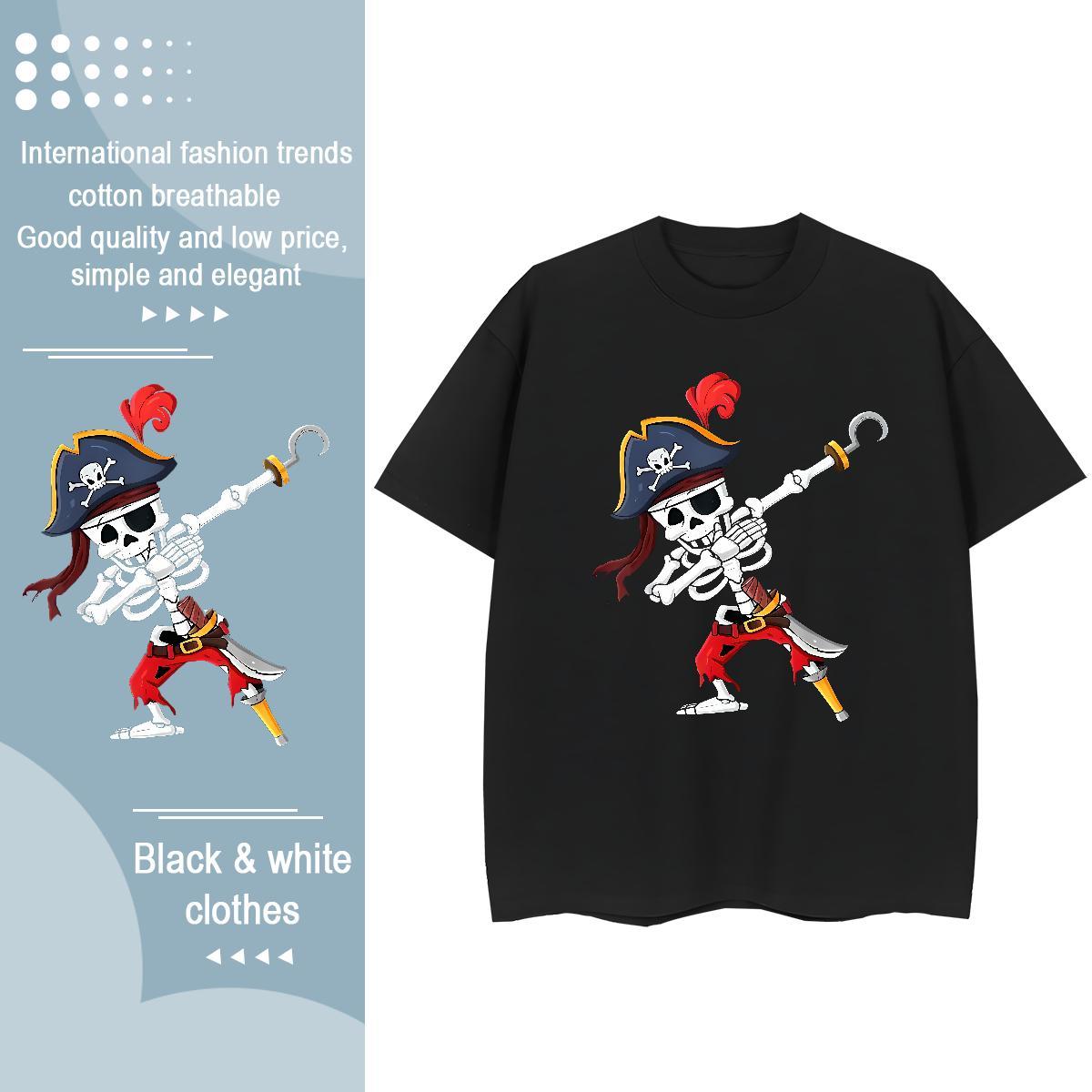 Soft T shirt 230g Cotton pirate Summer Casual Custom Print Oversized Breathable Men Tees Fashion Tshirts