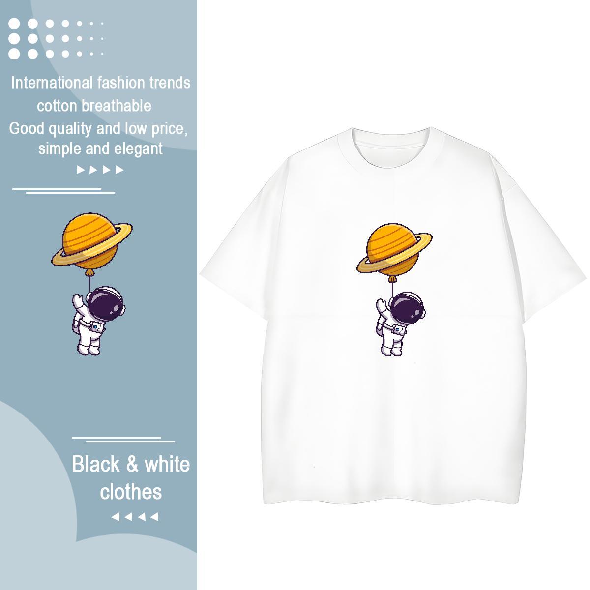 Wholesale Lady T shirt 230g Cotton universe Outdoor Womens T Shirts Breathable Crew Neck Black Oversized Tshirts