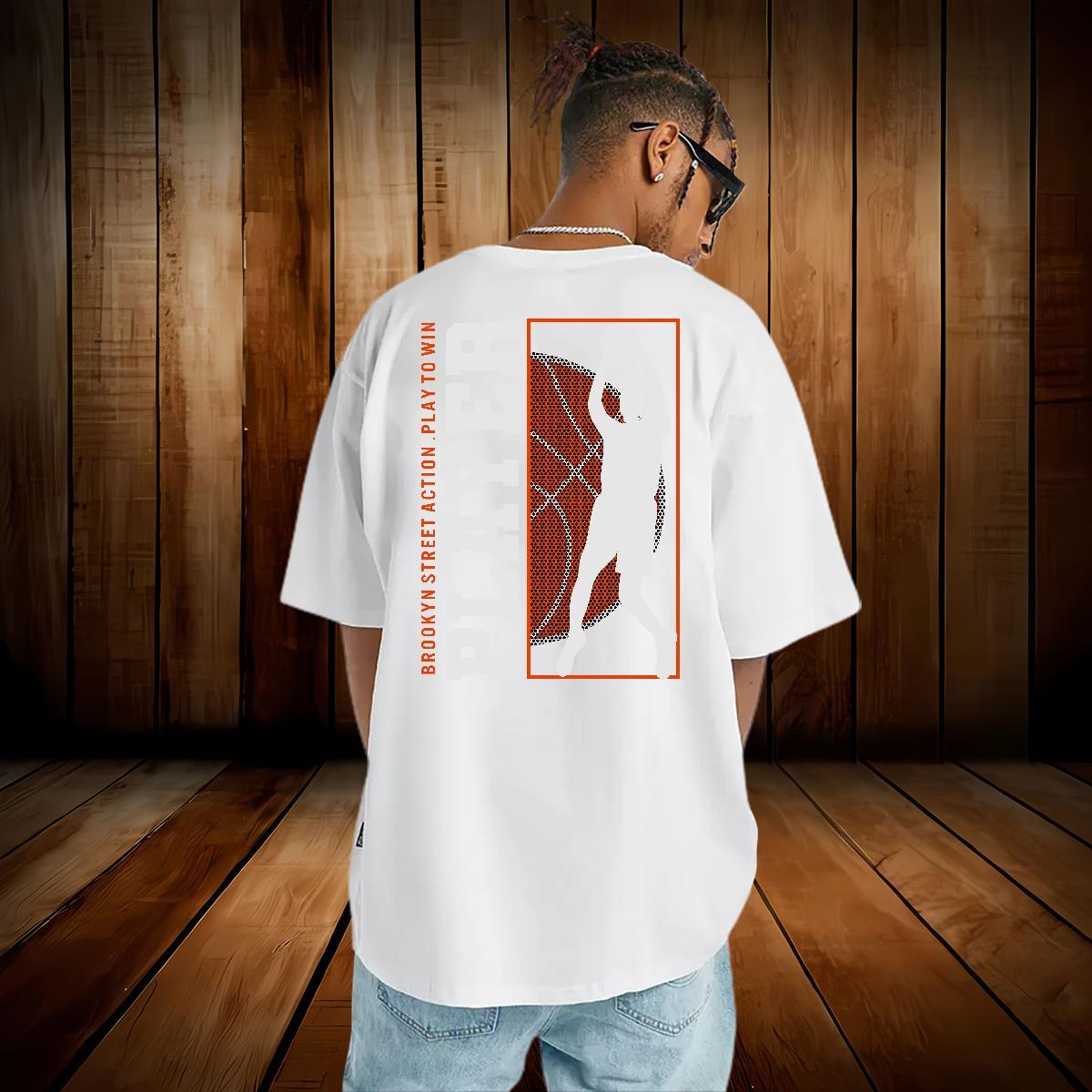 Popular Men T Shirts 100% Cotton 230g basketball Casual Customized Print Pure Cotton Men Tees 2024 DIY Wear