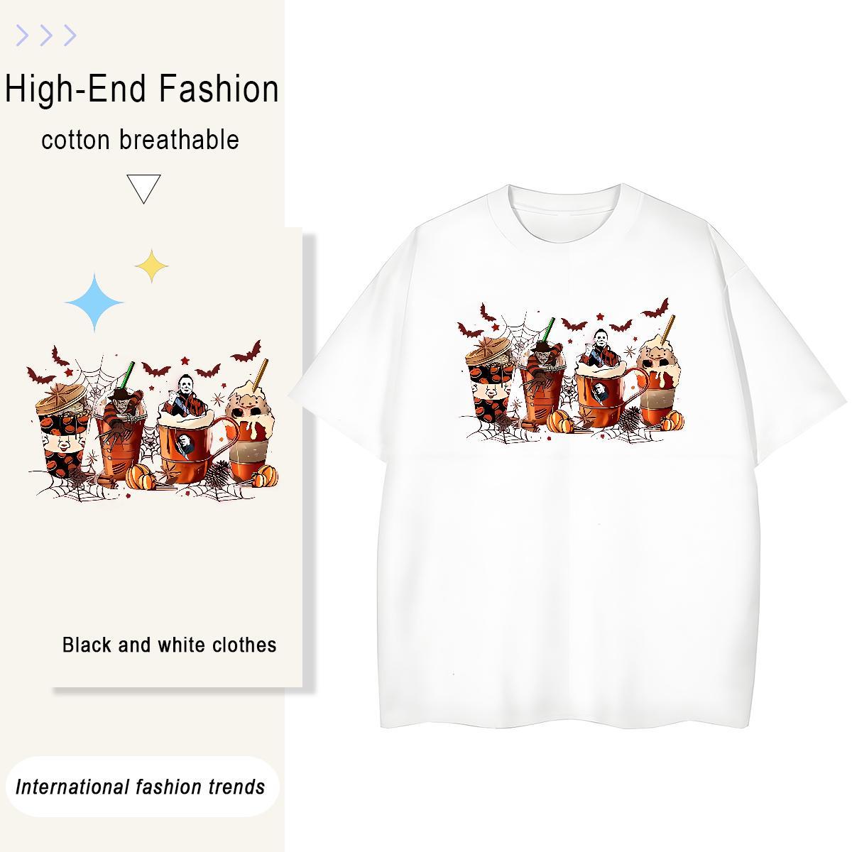 Classic Men Clothes T-Shirt halloween Street Casual 100% Cotton 230g Tops Shirt O-Neck Short Sleeve High Quality Mens T Shirts DIY Logo Oversized