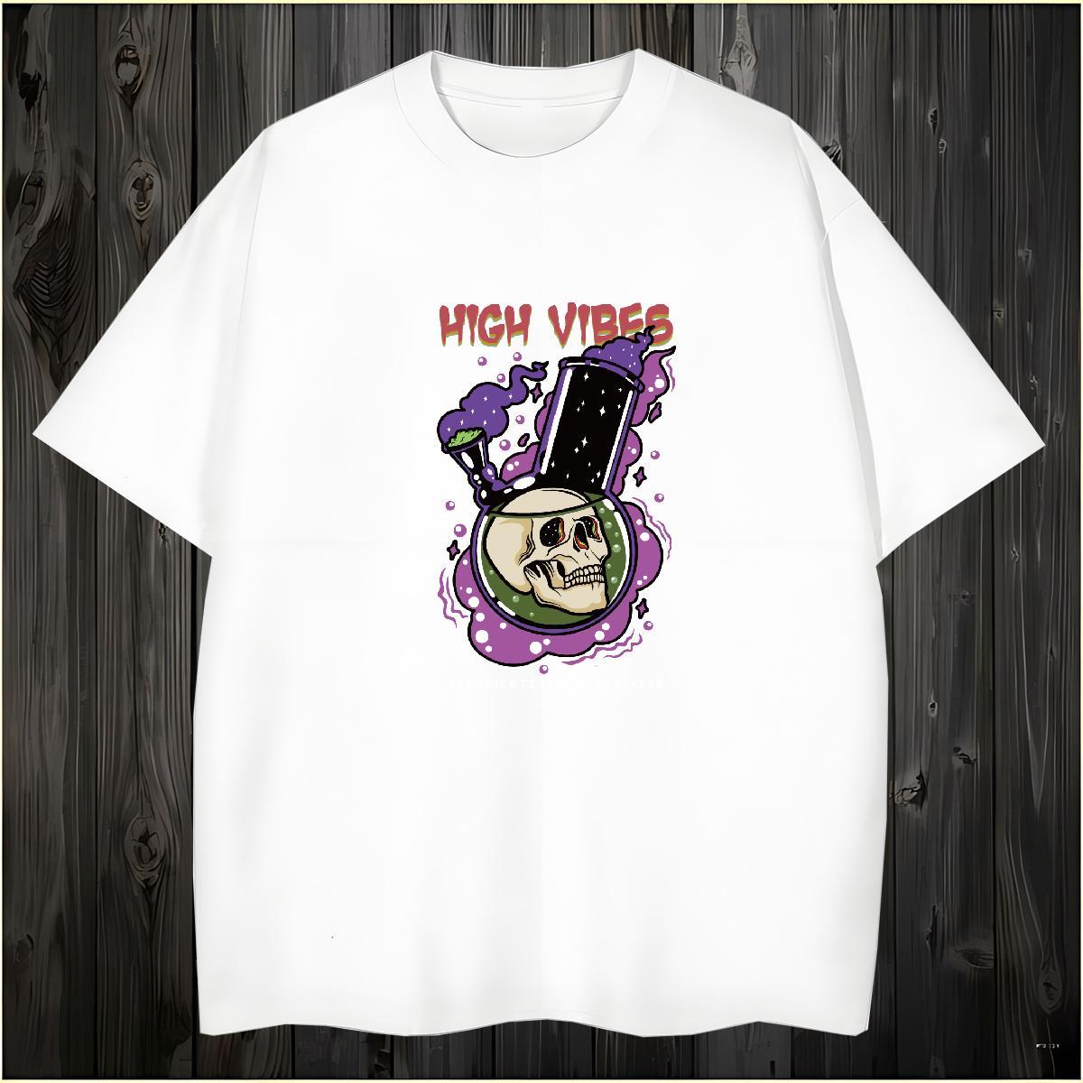 Loose Fit T Shirt For Man 230g Cotton skull Casual Beach Oversized Crew Neck Breathable Men Clothes T-Shirt Designer Tee Shirt